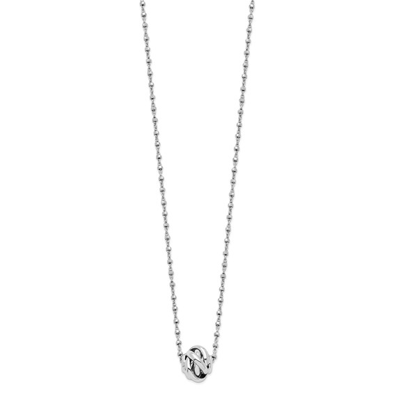 Sterling Silver Rhodium-plated Polished Love Knot D/C Chain Necklace