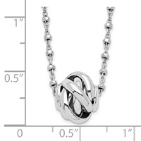 Sterling Silver Rhodium-plated Polished Love Knot Diamond-cut Chain Necklace, 18" view 4