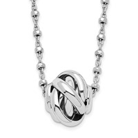 Sterling Silver Rhodium-plated Polished Love Knot Diamond-cut Chain Necklace, 18" view 1
