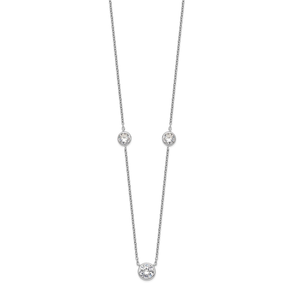 Sterling Silver Rhodium-plated 3 Station CZ Necklace (QG4343-18)