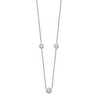 Sterling Silver Rhodium-plated 3-Station CZ Necklace, 18" view 2