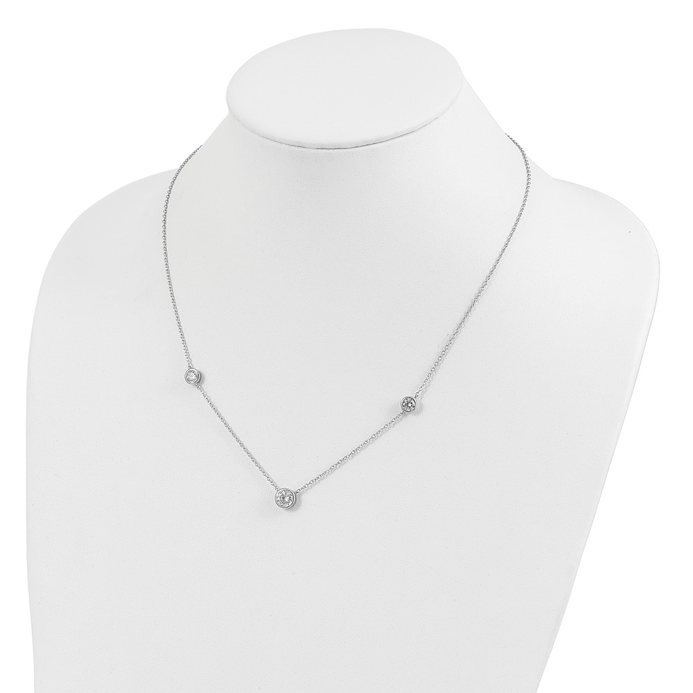 Sterling Silver Rhodium-plated 3 Station CZ Necklace (QG4343-18)