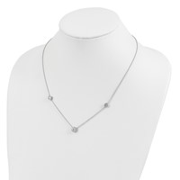 Sterling Silver Rhodium-plated 3-Station CZ Necklace, 18" view 3