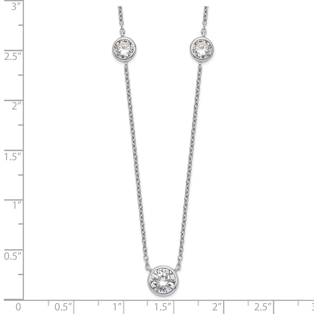Sterling Silver Rhodium-plated 3 Station CZ Necklace (QG4343-18)