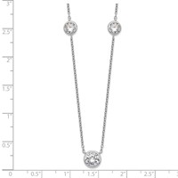 Sterling Silver Rhodium-plated 3-Station CZ Necklace, 18" view 4