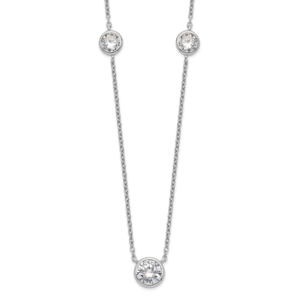 Sterling Silver Rhodium-plated 3 Station CZ Necklace (QG4343-18)