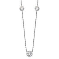 Sterling Silver Rhodium-plated 3-Station CZ Necklace, 18" view 1
