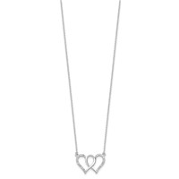 Sterling Silver Polished Interconnected CZ Double Hearts Necklace - 18in view 2