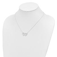 Sterling Silver Polished Interconnected CZ Double Hearts Necklace - 18in view 3