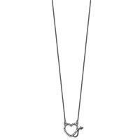 Sterling Silver Black Ruthenium Plated CZ Devil Heart Necklace, 16" view 2