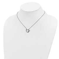 Sterling Silver Black Ruthenium Plated CZ Devil Heart Necklace, 16" view 3
