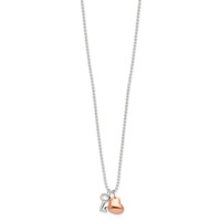 Sterling Silver Rose-tone Heart and Key Necklace, 19" view 2