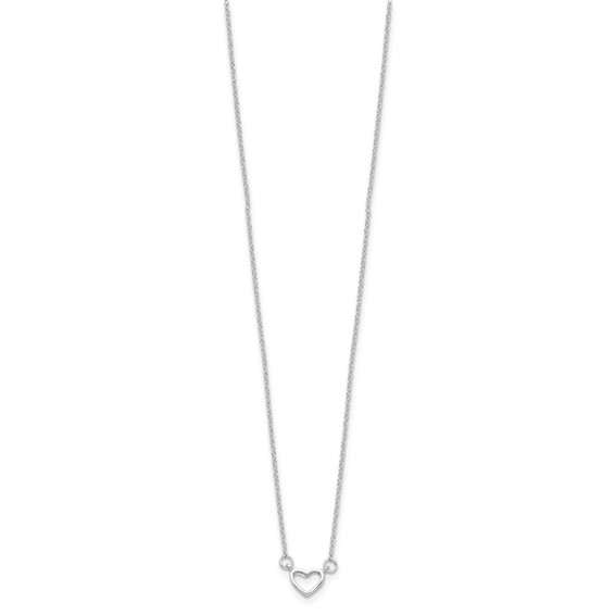 Sterling Silver Rhodium-plated Heart 17 inch Plus 2in ext. Necklace