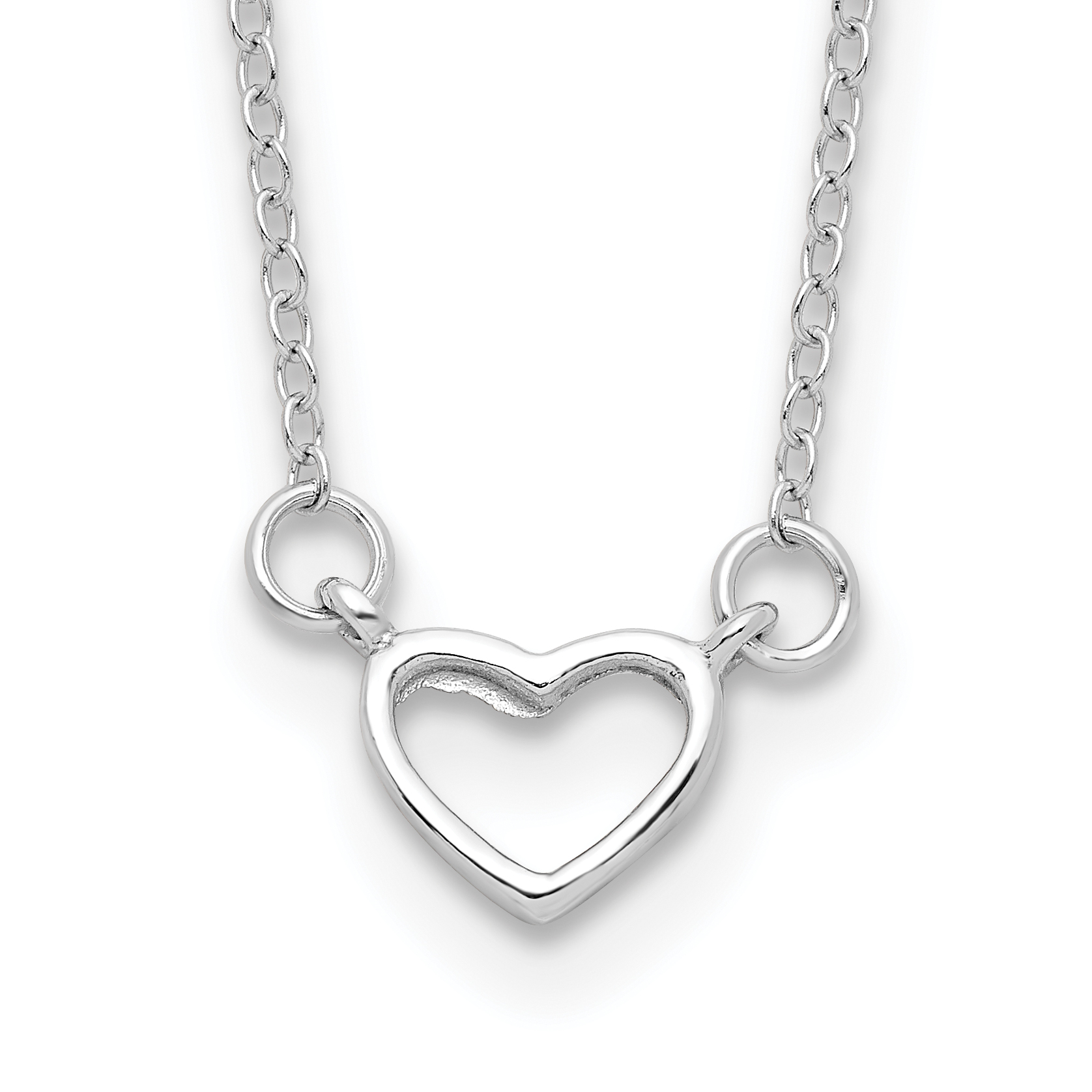 Sterling Silver Rhodium-plated Heart 17 inch Plus 2in ext. Necklace (QG4354-16)