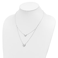 Sterling Silver Polished 2-Strand Heart Dangle Necklace, 18" view 3