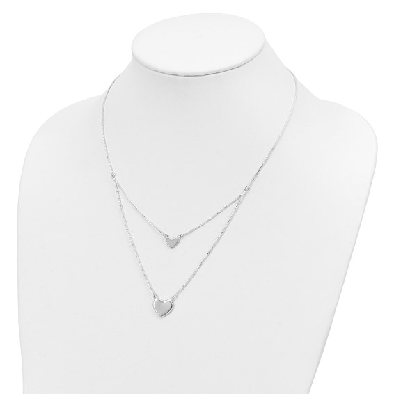 Sterling Silver Double Strand Heart Necklace