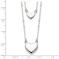 Sterling Silver Polished 2-Strand Heart Dangle Necklace, 18" view 4