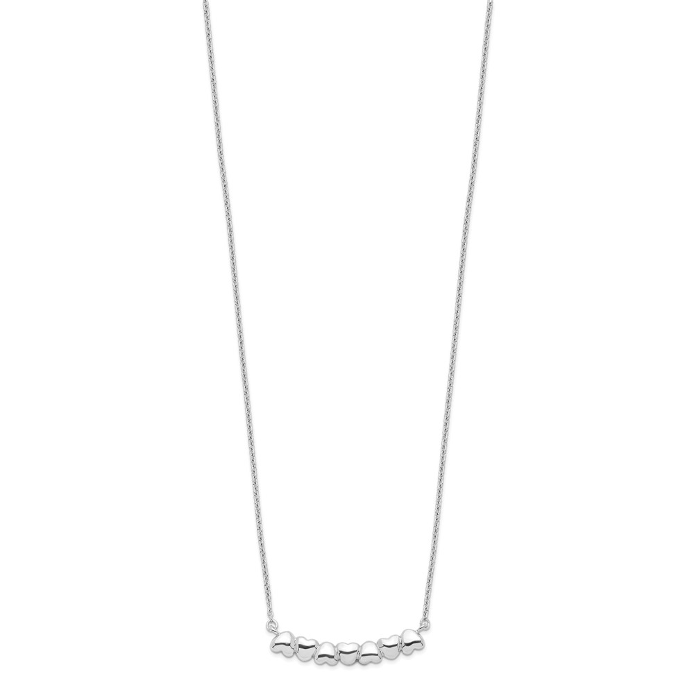Sterling Silver Rhodium-plated w/2in ext Heart Bar Necklace (QG4363-16)