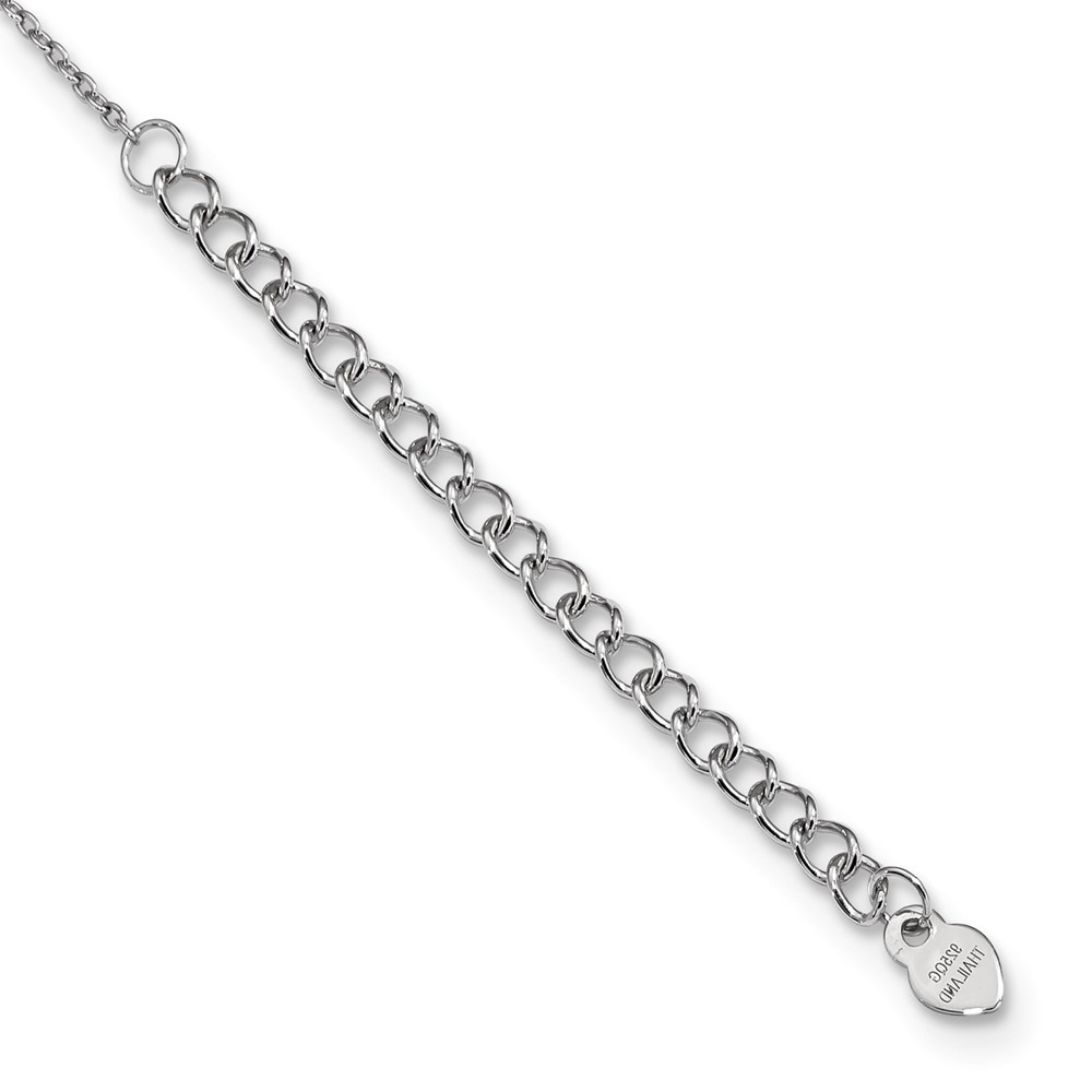 Sterling Silver Rhodium-plated w/2in ext Heart Bar Necklace (QG4363-16)