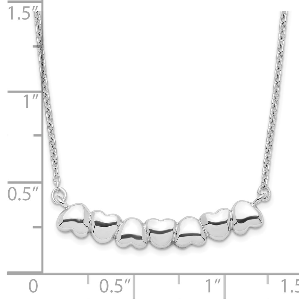 Sterling Silver Rhodium-plated w/2in ext Heart Bar Necklace (QG4363-16)