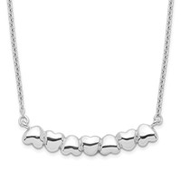 Sterling Silver Rhodium-plated Heart Bar Necklace with 2 Inch Extension, 16" view 1
