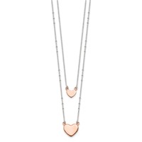 Sterling Silver Rose-tone 2-Strand Heart Dangle Necklace - 18in view 2