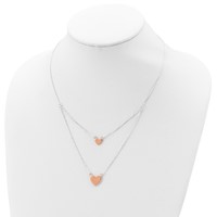 Sterling Silver Rose-tone 2-Strand Heart Dangle Necklace - 18in view 3