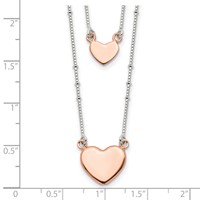 Sterling Silver Rose-tone 2-Strand Heart Dangle Necklace - 18in view 4
