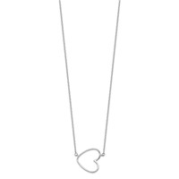 Sterling Silver Rhodium-plated Heart Necklace with 2 Inch Extension, 16" view 2