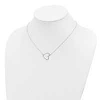 Sterling Silver Rhodium-plated Heart Necklace with 2 Inch Extension, 16" view 3