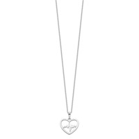 Sterling Silver Rhodium-plated Heartbeat in Heart Necklace with 2 Inch Extension, 16" view 2