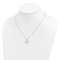 Sterling Silver Rhodium-plated Heartbeat in Heart Necklace with 2 Inch Extension, 16" view 3