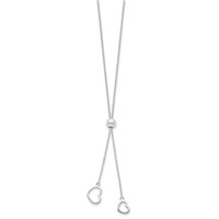Sterling Silver Polished 2-Heart Adjustable Up to Necklace, 19.5" view 2