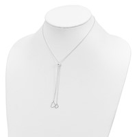 Sterling Silver Polished 2-Heart Adjustable Up to Necklace, 19.5" view 3