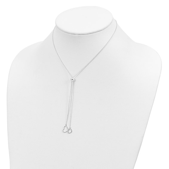 Sterling Silver Polished 2-Heart Adjusts up to 19.5 inch Necklace