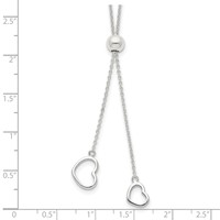 Sterling Silver Polished 2-Heart Adjustable Up to Necklace, 19.5" view 4
