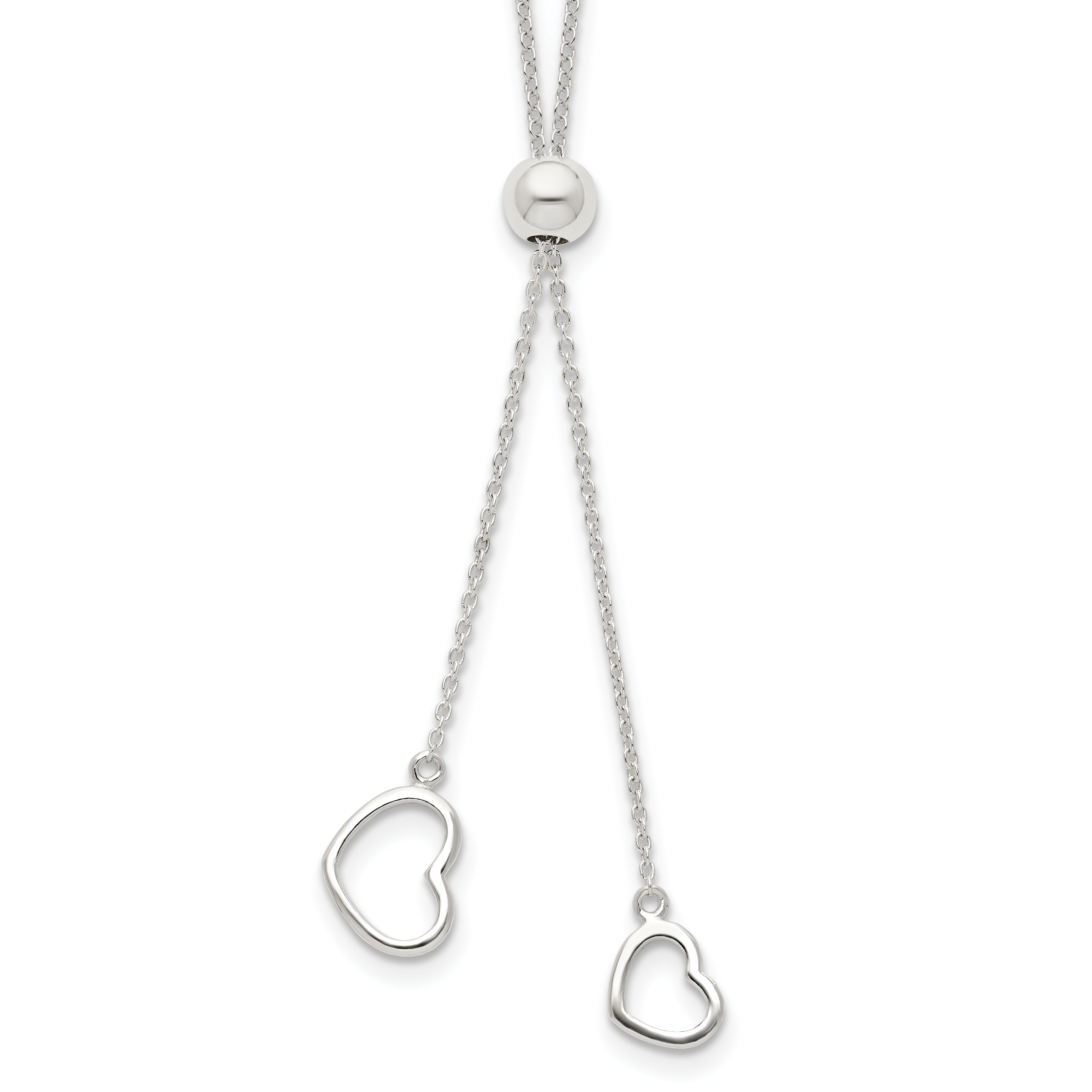 Sterling Silver Polished 2-Heart Adjusts up to 19.5 inch Necklace (QG4371-19.5)