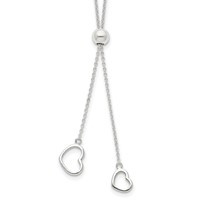 Sterling Silver Polished 2-Heart Adjustable Up to Necklace, 19.5" view 1