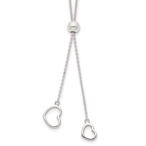Sterling Silver Polished 2-Heart Adjusts up to 19.5 inch Necklace