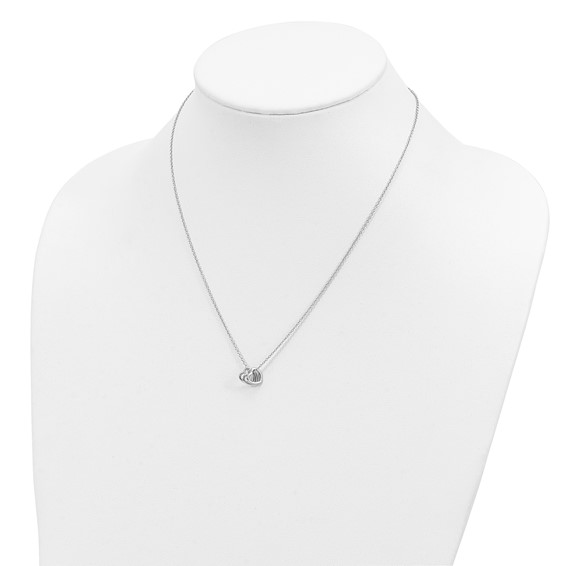Sterling Silver Rhodium-plated 18in Hearts Necklace