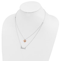 Sterling Silver Rose-tone Love and Heart Double Strand Necklace, 18" view 3
