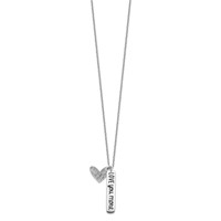Sterling Silver Rhodium-plated Textured Heart Love You More Necklace, 18" view 2