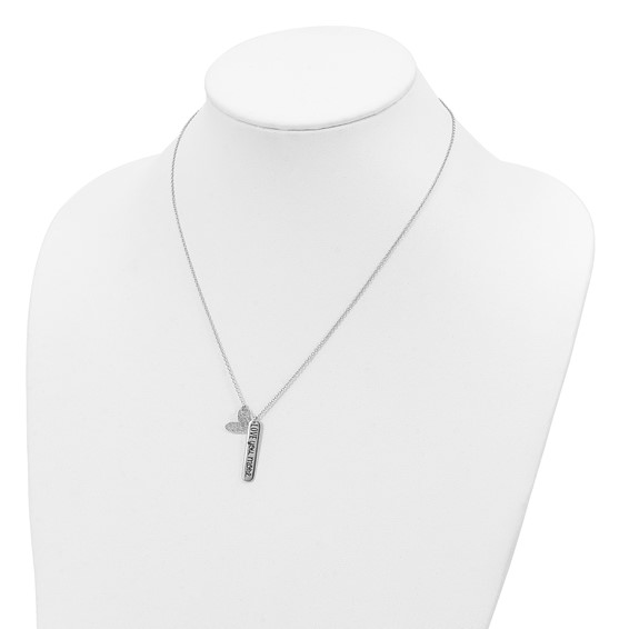 Sterling Silver Rhodium-plated Heart LOVE YOU MORE Necklace