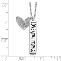Sterling Silver Rhodium-plated Textured Heart Love You More Necklace, 18" view 4