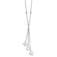 Sterling Silver Rhodium-plated CZ Mom with 2 Inch Extension Y-Necklace, 16" view 2