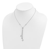 Sterling Silver Rhodium-plated CZ Mom with 2 Inch Extension Y-Necklace, 16" view 3
