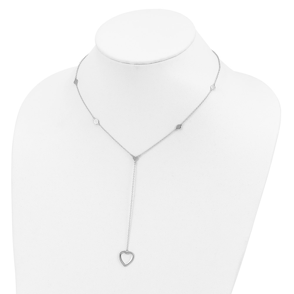 Sterling Silver Rhodium-plated Hearts w/2in ext. Y-Necklace (QG4389-16)