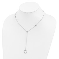Sterling Silver Rhodium-plated Polished Hearts with 2 Inch Extension Y-Necklace, 16" view 3