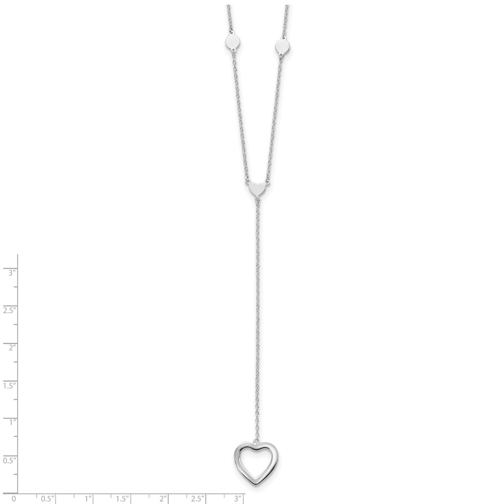 Sterling Silver Rhodium-plated Hearts w/2in ext. Y-Necklace (QG4389-16)
