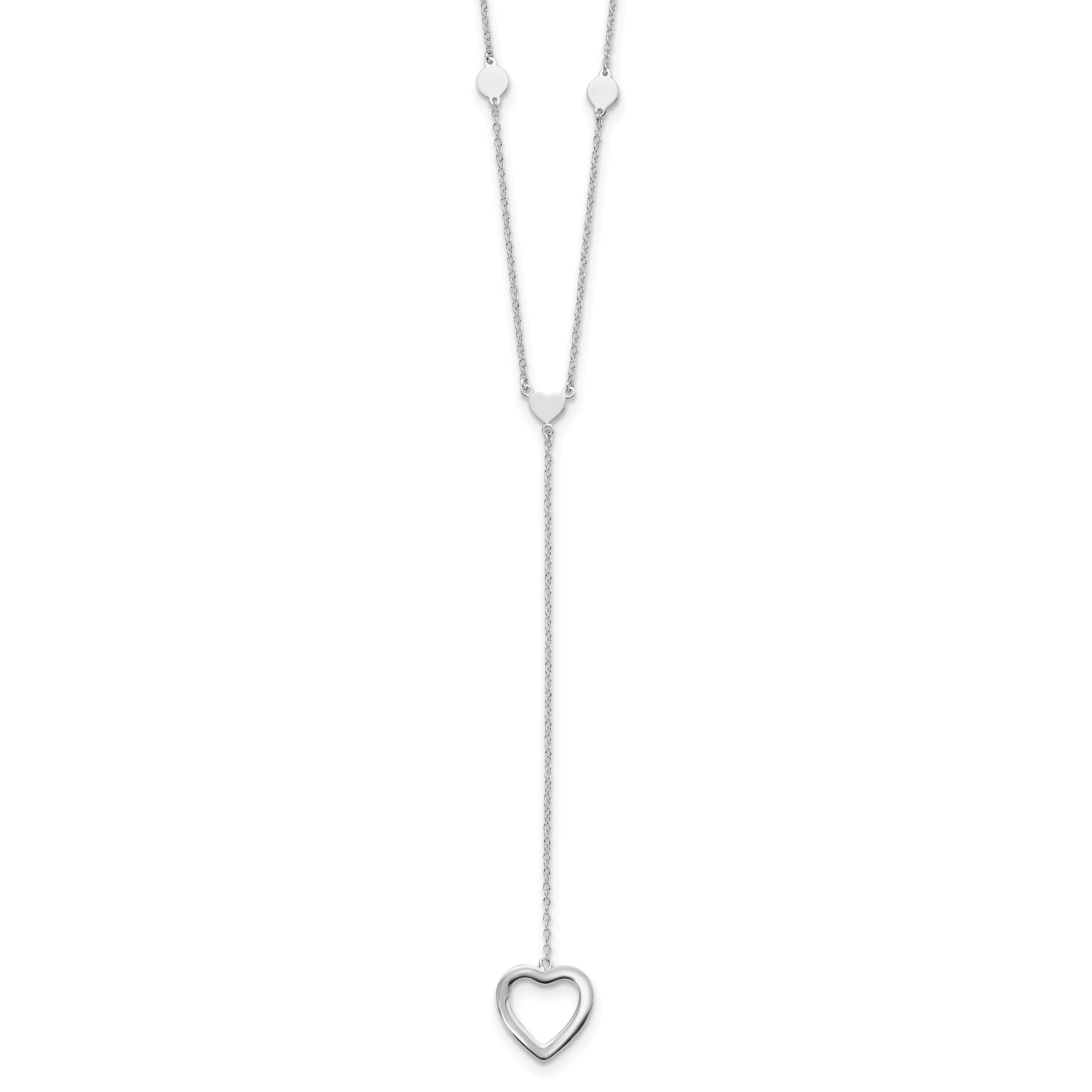 Sterling Silver Rhodium-plated Hearts w/2in ext. Y-Necklace (QG4389-16)